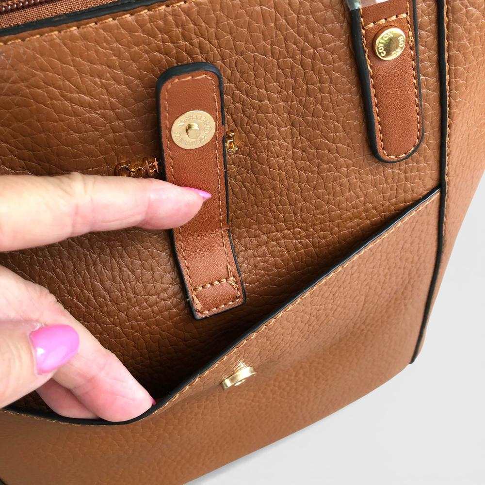Cotton Road Handbag: TAN BROWN PU Leather Handbag