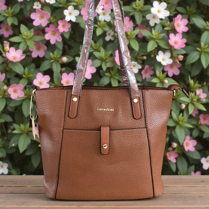 Cotton Road Handbag: TAN BROWN PU Leather Handbag