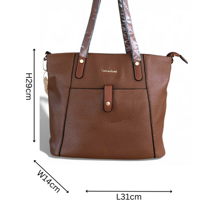 Cotton Road Handbag: TAN BROWN PU Leather Handbag