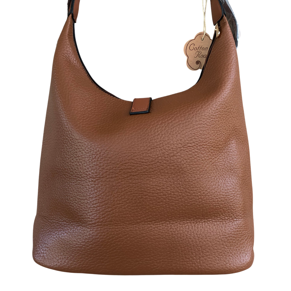 Cotton Road Handbag: TAN PU Leather BACK