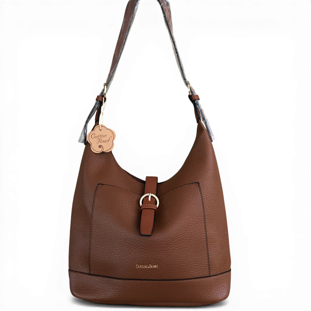 Cotton Road Handbag: TAN PU Leather HANGING