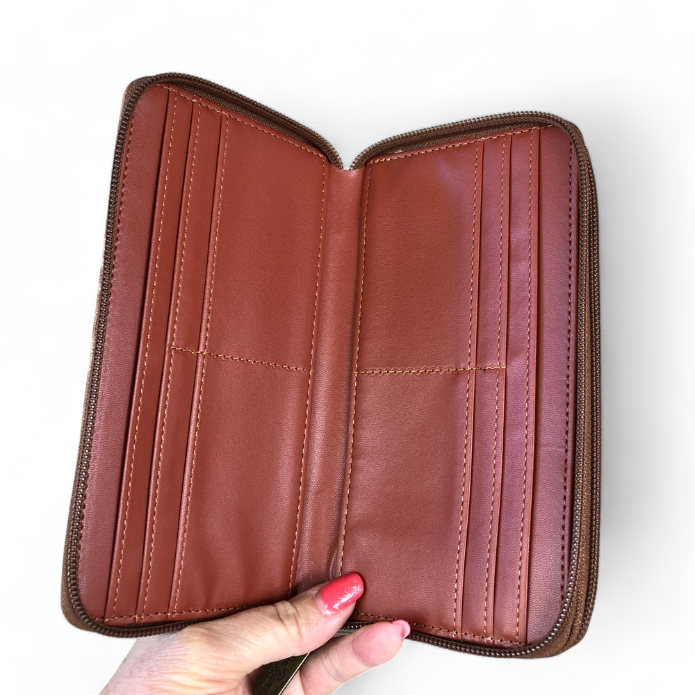 Cotton Road Handbag: TAN PU Leather Handbag with LEOPARD PRINT Panel and matching wallet