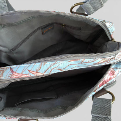 Cotton Road Handbag: TURQUOISE PVC Handbag with PROTEAS