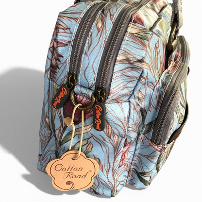 Cotton Road Handbag: TURQUOISE PVC Handbag with PROTEAS