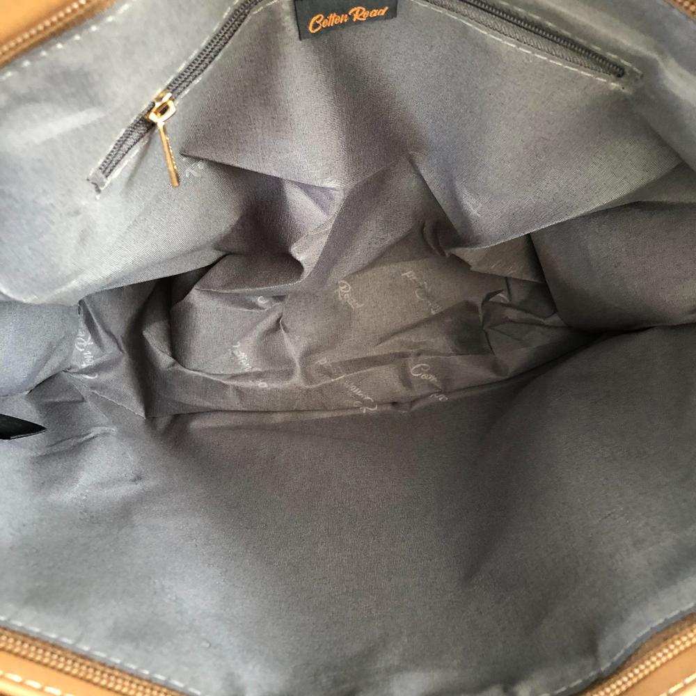 Cotton Road KHAKI PU LEATHER Handbag with FLORAL Panel