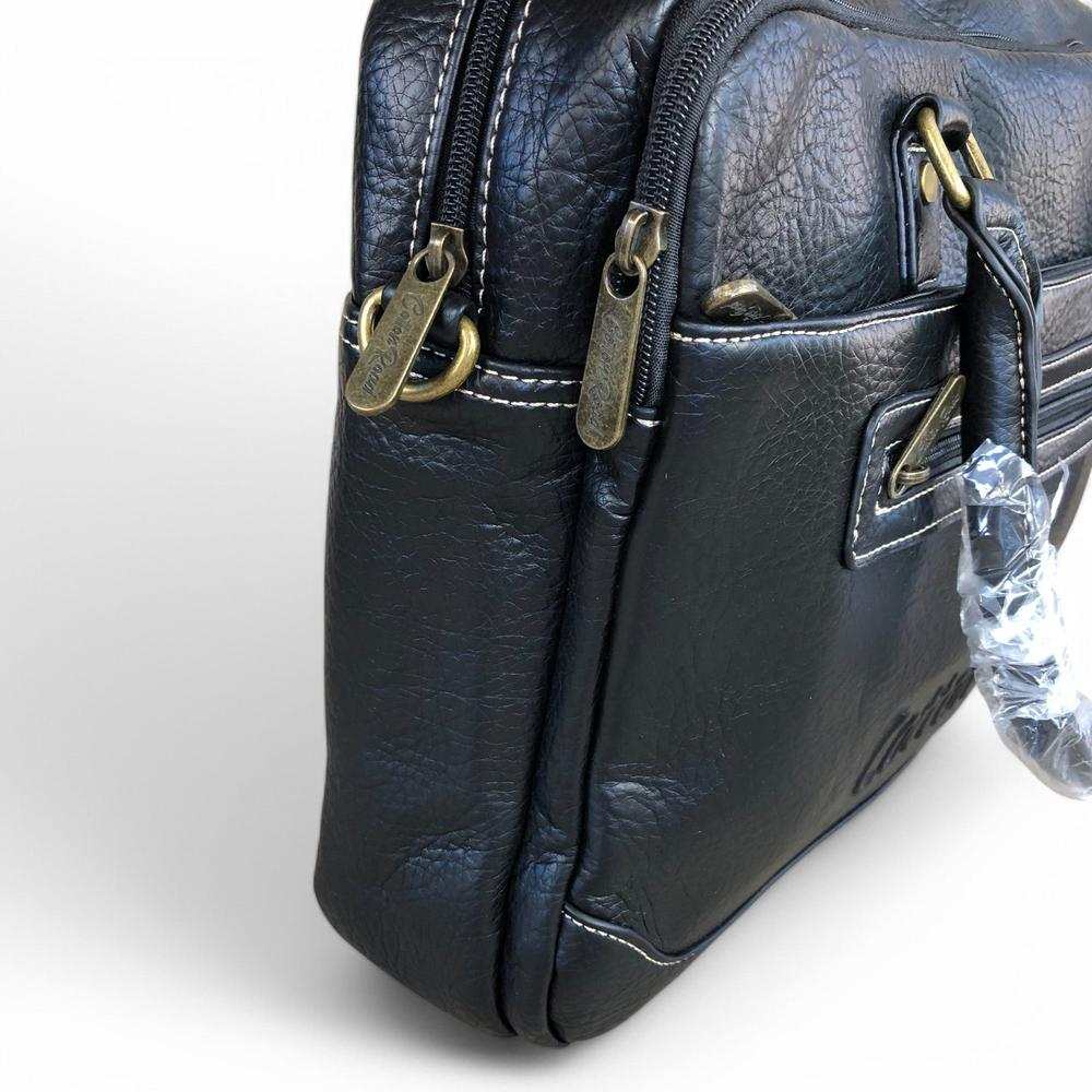 Cotton Road black PU leather handbag, laptop bag, and matching wallet set