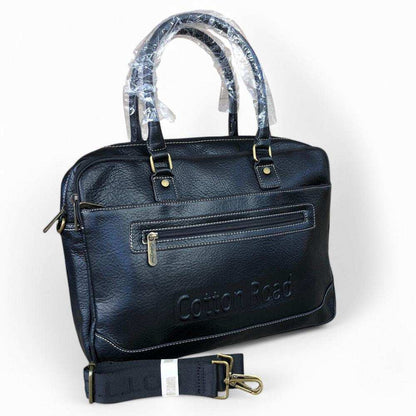 Cotton Road black PU leather handbag, laptop bag, and matching wallet set