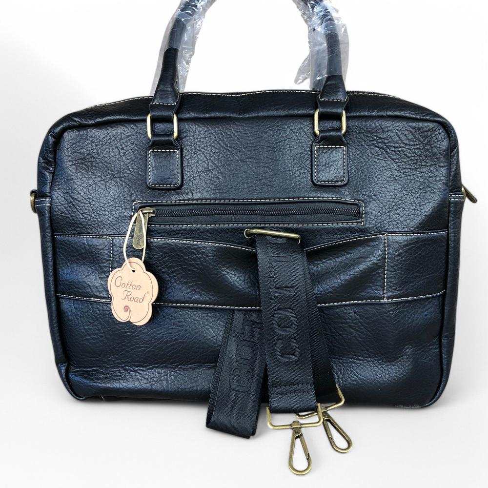 Cotton Road black PU leather handbag, laptop bag, and matching wallet set