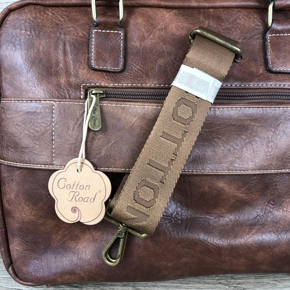 Cotton Road Laptop Bag: BROWN PU Leather Bag with PROTEAS