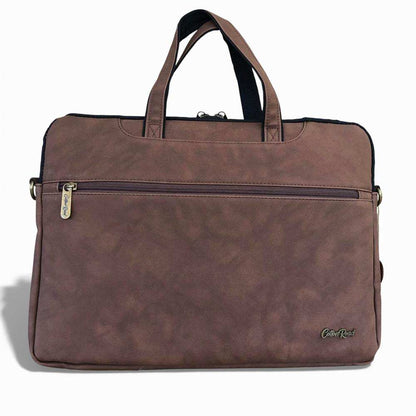 Cotton Road Laptop Bag: Brown PU Leather 15.6" Padded Carry Sleeve for Professionals