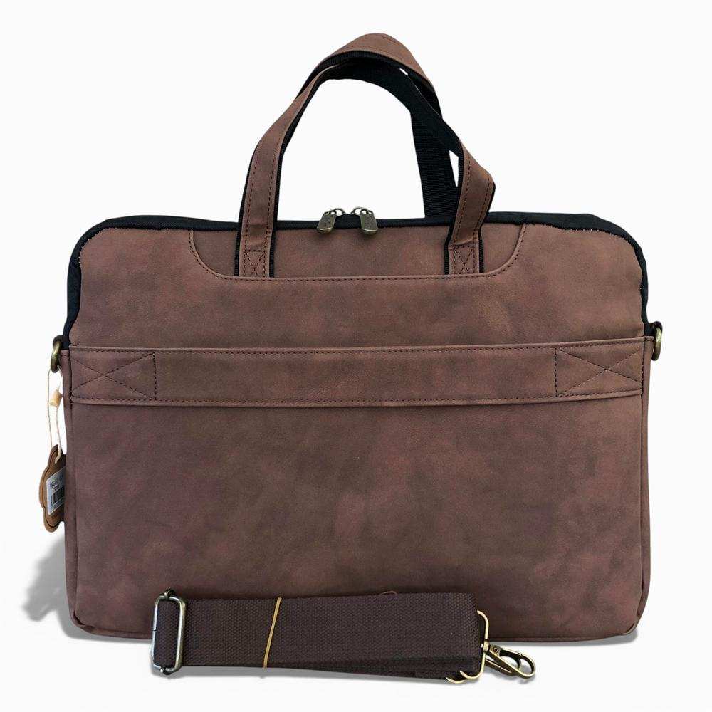 Cotton Road Laptop Bag: Brown PU Leather 15.6" Padded Carry Sleeve for Professionals