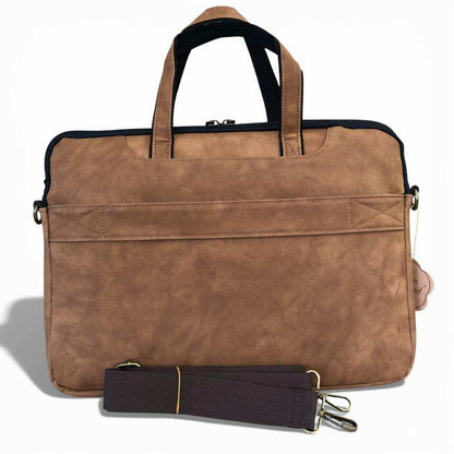 Cotton Road Laptop Bag: CAMEL PU Leather 15'6 Padded Laptop Bag / Carry Sleeve SET
