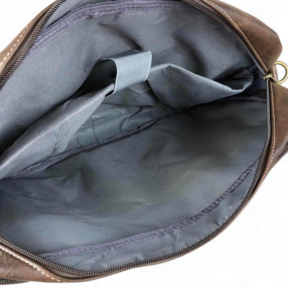 Cotton Road Laptop Bag: COFFEE BROWN PU Leather Bag with PROTEAS