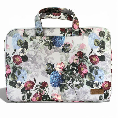 Cotton Road Laptop Bag: GREY FLORAL PVC Bag / Carry Sleeve with Padded Inner back view