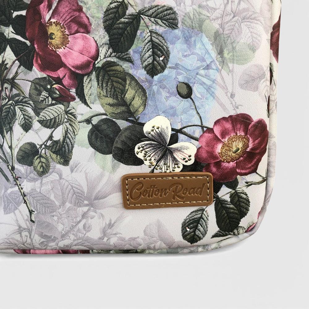 Cotton Road Laptop Bag: GREY FLORAL PVC Bag / Carry Sleeve with Padded Inner branded