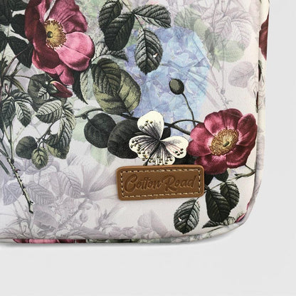 Cotton Road Laptop Bag: GREY FLORAL PVC Bag / Carry Sleeve with Padded Inner branded