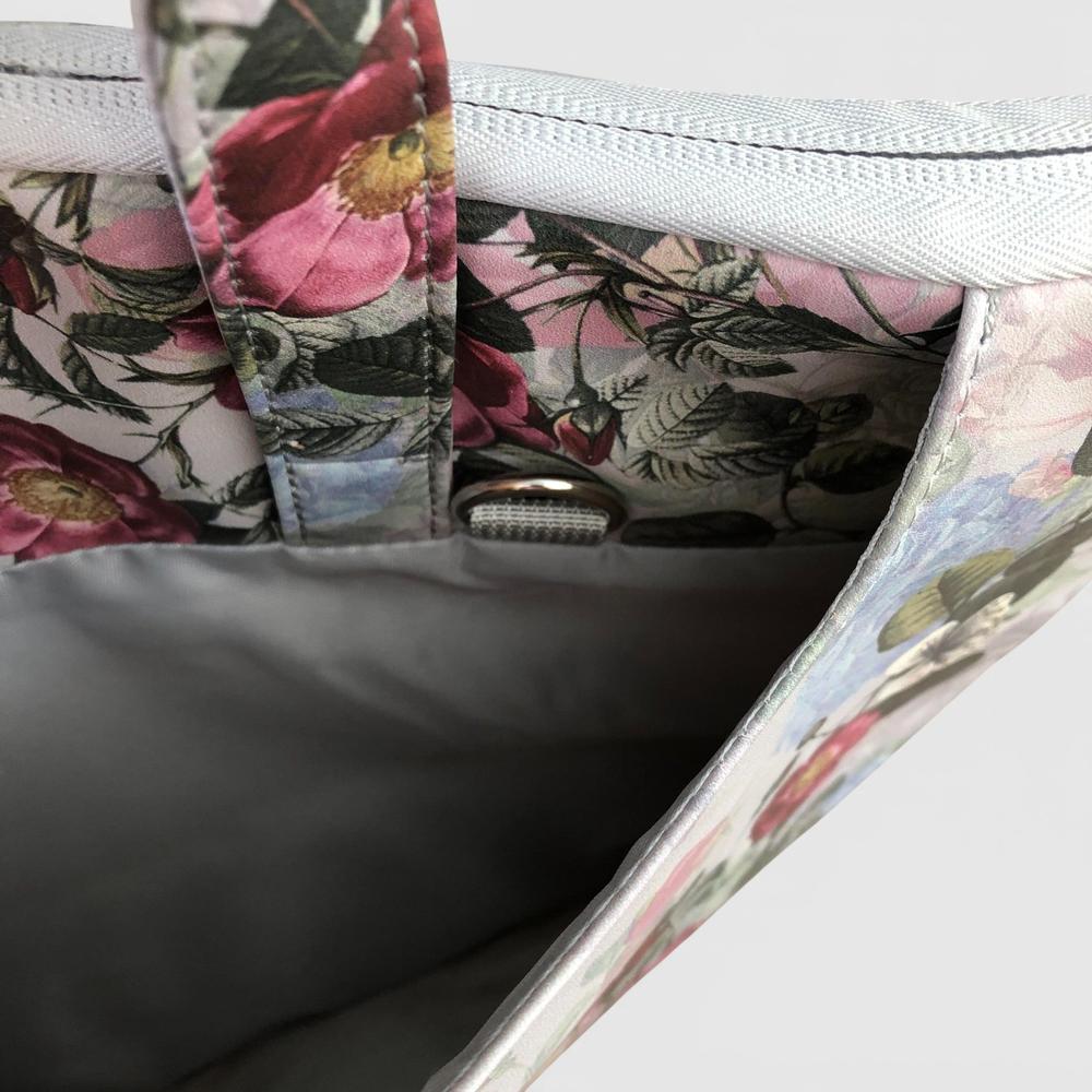 Cotton Road Laptop Bag: GREY FLORAL PVC Bag / Carry Sleeve with Padded Inner ope
