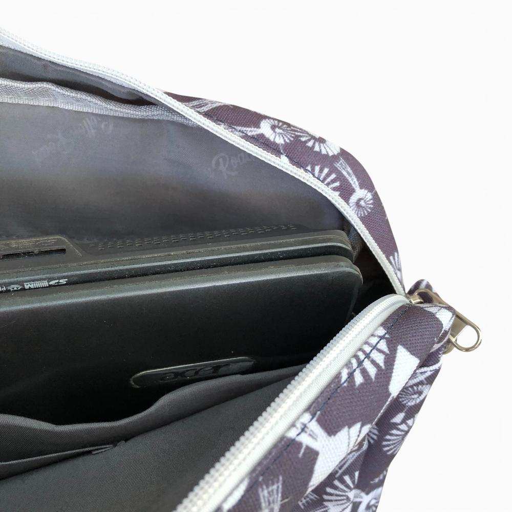 Cotton Road Laptop Bag grey windmill canvas with matching sleeve and adjustable strap