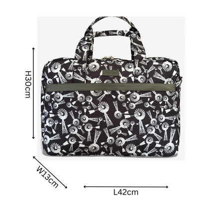 Cotton Road Laptop Bag in grey windmill canvas with grey trim and matching padded sleeve combo