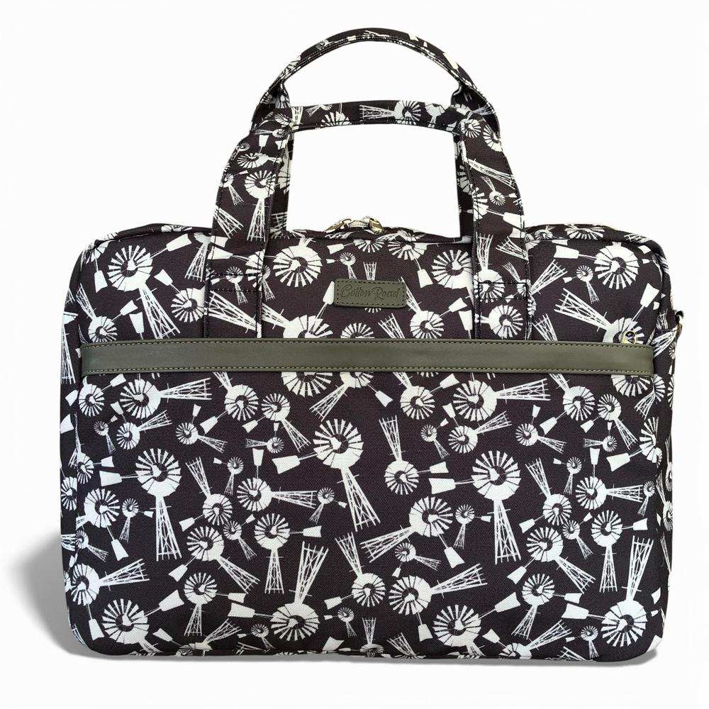 Grey Windmill canvas Cotton Road Laptop Bag with grey trim and matching padded sleeve combo