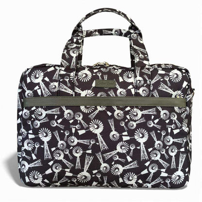 Grey Windmill canvas Cotton Road Laptop Bag with grey trim and matching padded sleeve combo