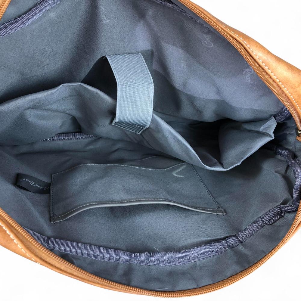 Cotton Road Laptop Bag: KHAKI PU Leather Bag