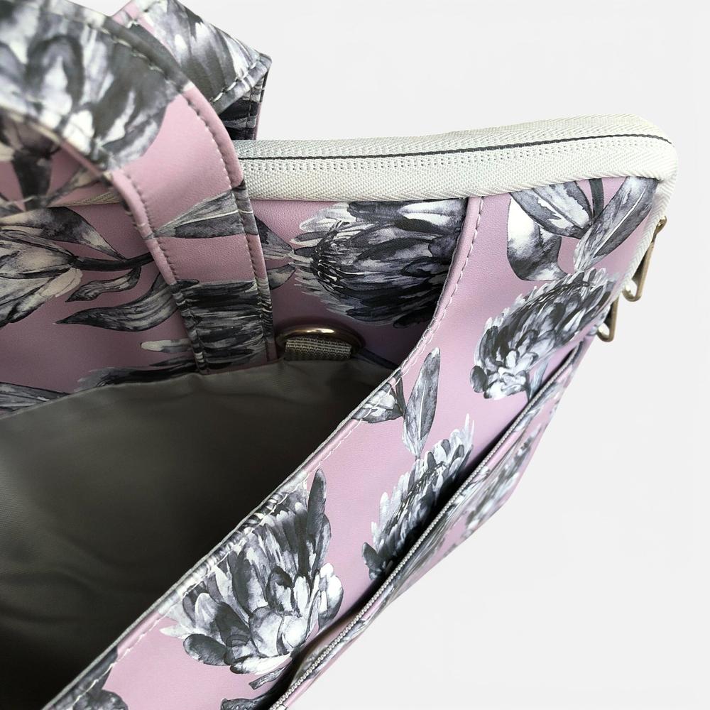 Cotton Road Laptop Bag: LILAC PROTEA PVC Bag / Carry Sleeve with Padded Inner