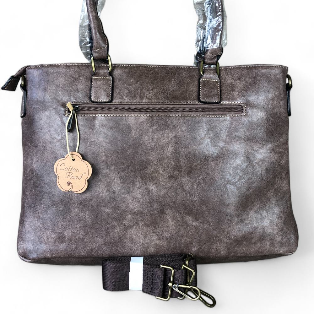 Cotton Road Laptop Bag: MAUVE PU Leather Lace Print Design