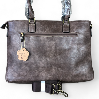 Cotton Road Laptop Bag: MAUVE PU Leather Lace Print Design