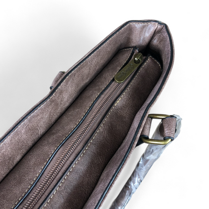 Cotton Road Laptop Bag: MAUVE PU Leather Lace Print Design