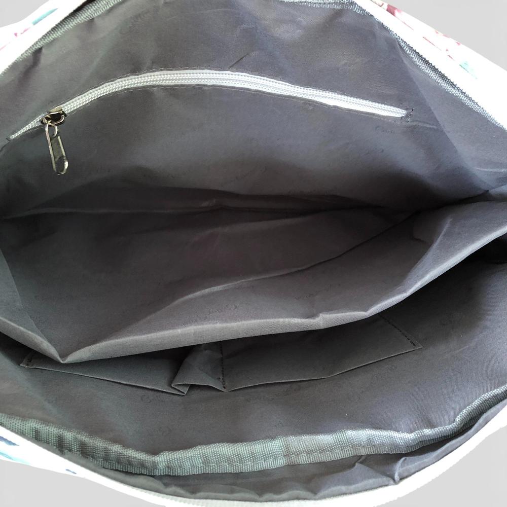 Cotton Road Laptop Bag: MINT GREEN Canvas FLORAL Laptop Bag with GREY Trim and Matching Sleeve COMBO OPEN