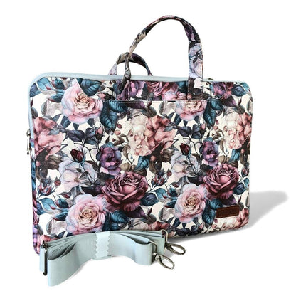 Cotton Road Laptop Bag: PINK FLORAL PVC Laptop Bag / Carry Sleeve with Padded Inner