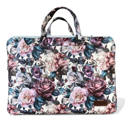 Cotton Road Laptop Bag: PINK FLORAL PVC Laptop Bag / Carry Sleeve with Padded Inner