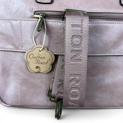 Cotton Road Laptop Bag: PINK PU Leather Bag with FLOWERS
