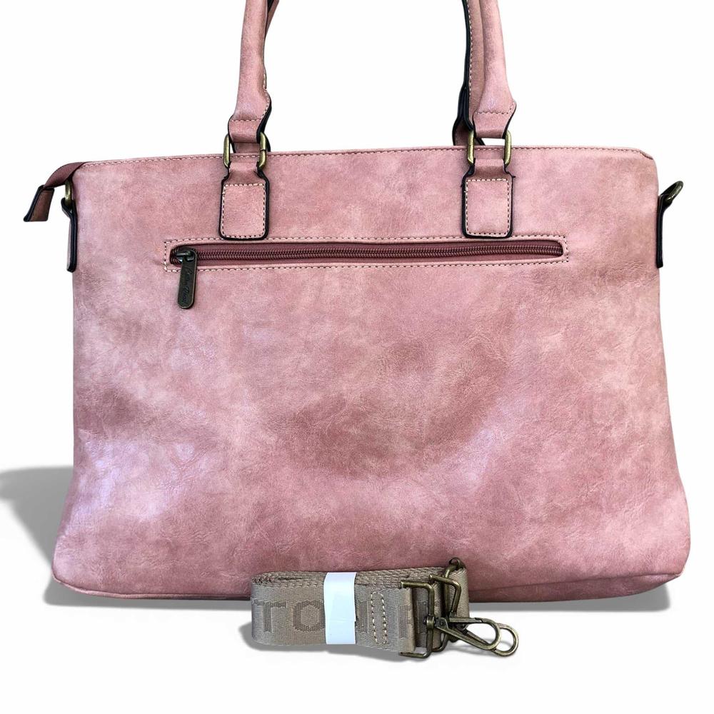 Cotton Road Laptop Bag: PINK PU Leather Lace Print Design