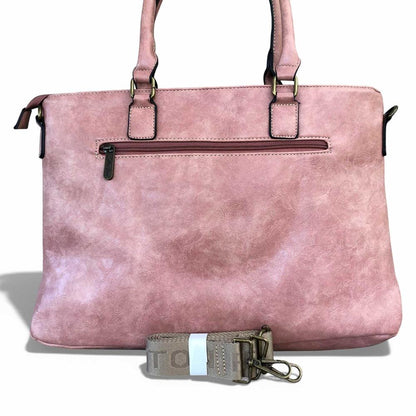 Cotton Road Laptop Bag: PINK PU Leather Lace Print Design