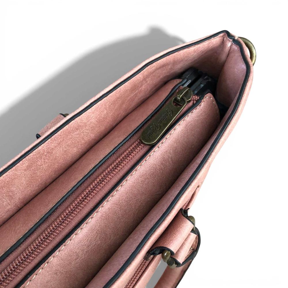 Cotton Road Laptop Bag: PINK PU Leather Lace Print Design