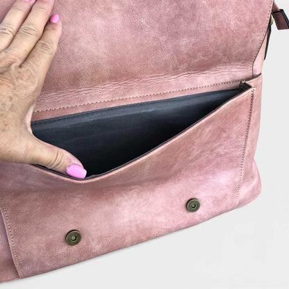 Cotton Road Laptop Bag: PINK PU Leather Lace Print Design