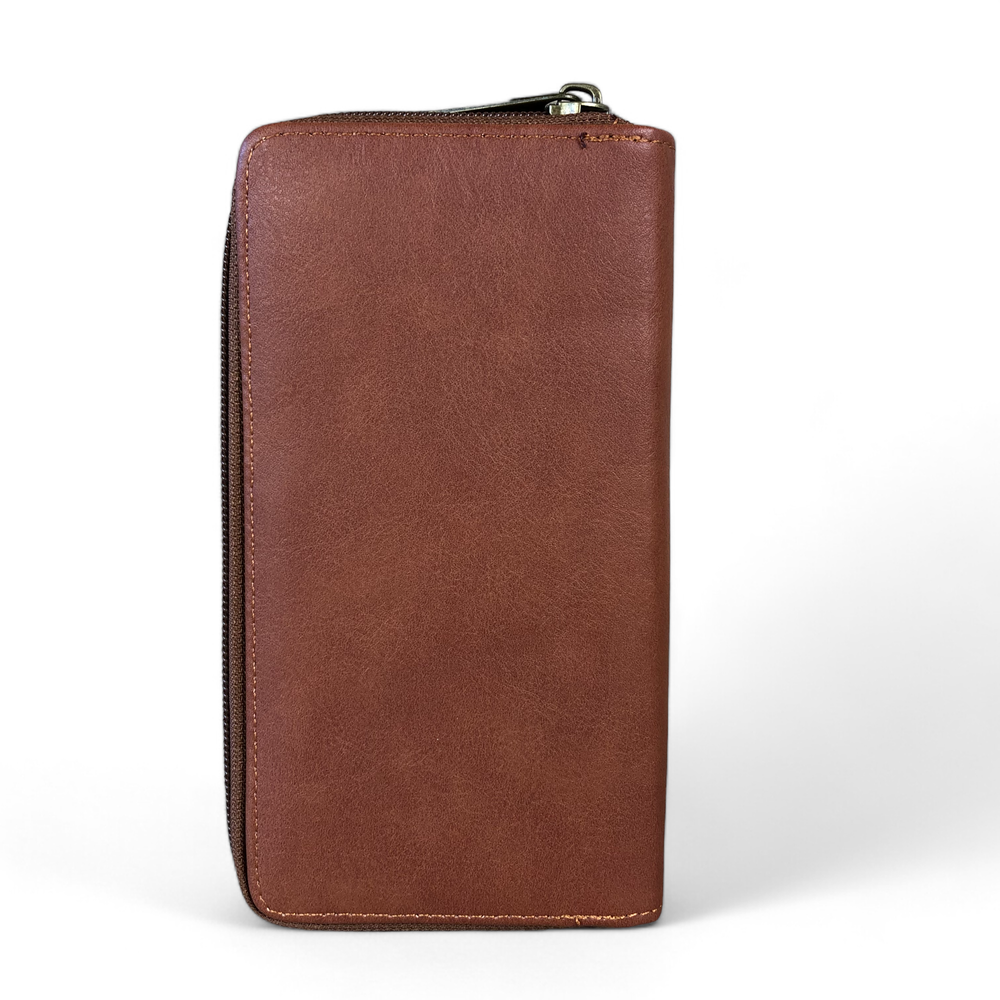 Cotton Road Large TAN PU Leather Wallet with LEOPARD Print