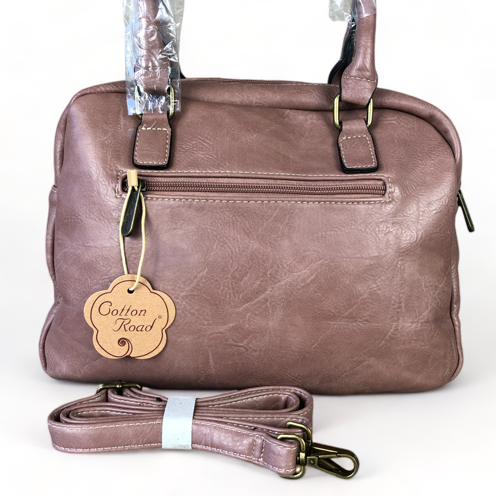 Cotton Road PINK PU Leather Handbag with WINDMILL detailing