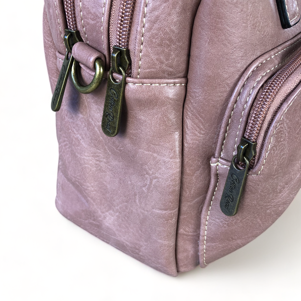 Cotton Road PINK PU Leather Handbag with WINDMILL detailing