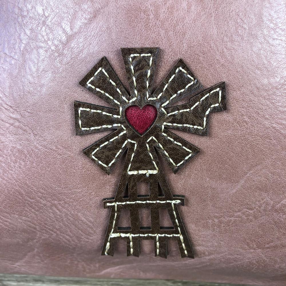 Cotton Road PINK PU Leather Handbag with WINDMILL detailing