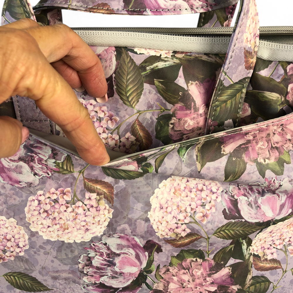Cotton Road PURPLE FLORAL PVC Laptop Bag / Carry Sleeve with Padded Inner