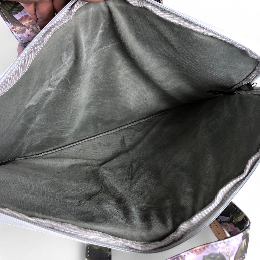 Cotton Road PURPLE FLORAL PVC Laptop Bag / Carry Sleeve with Padded Inner