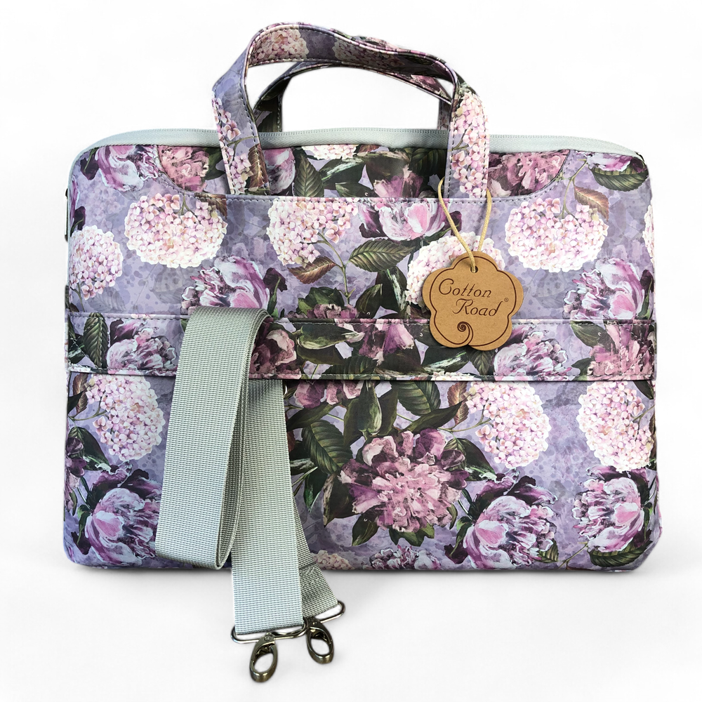 Cotton Road PURPLE FLORAL PVC Laptop Bag / Carry Sleeve with Padded Inner