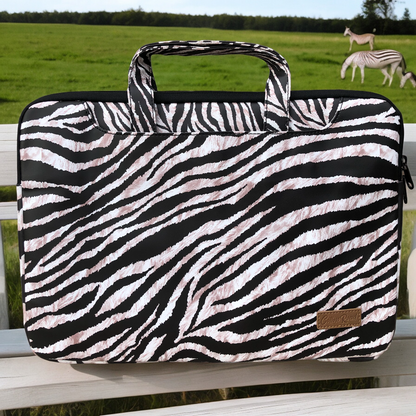 Cotton Road PVC Laptop Bag / Carry Sleeve with ZEBRA Print