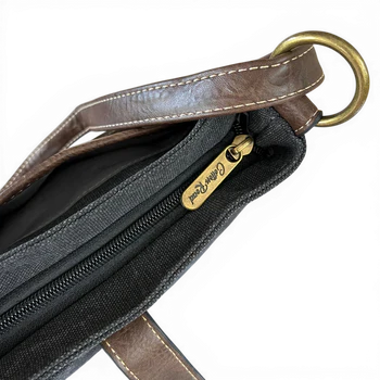Cotton Road Sling Bag: BLACK Canvas and PU Leather Casual Bag