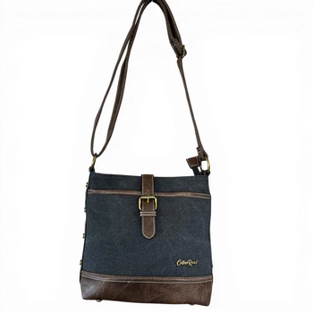 Cotton Road Sling Bag: BLACK Canvas and PU Leather Casual Bag