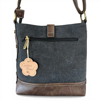 Cotton Road Sling Bag: BLACK Canvas and PU Leather Casual Bag