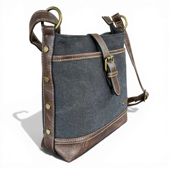 Cotton Road Sling Bag: BLACK Canvas and PU Leather Casual Bag
